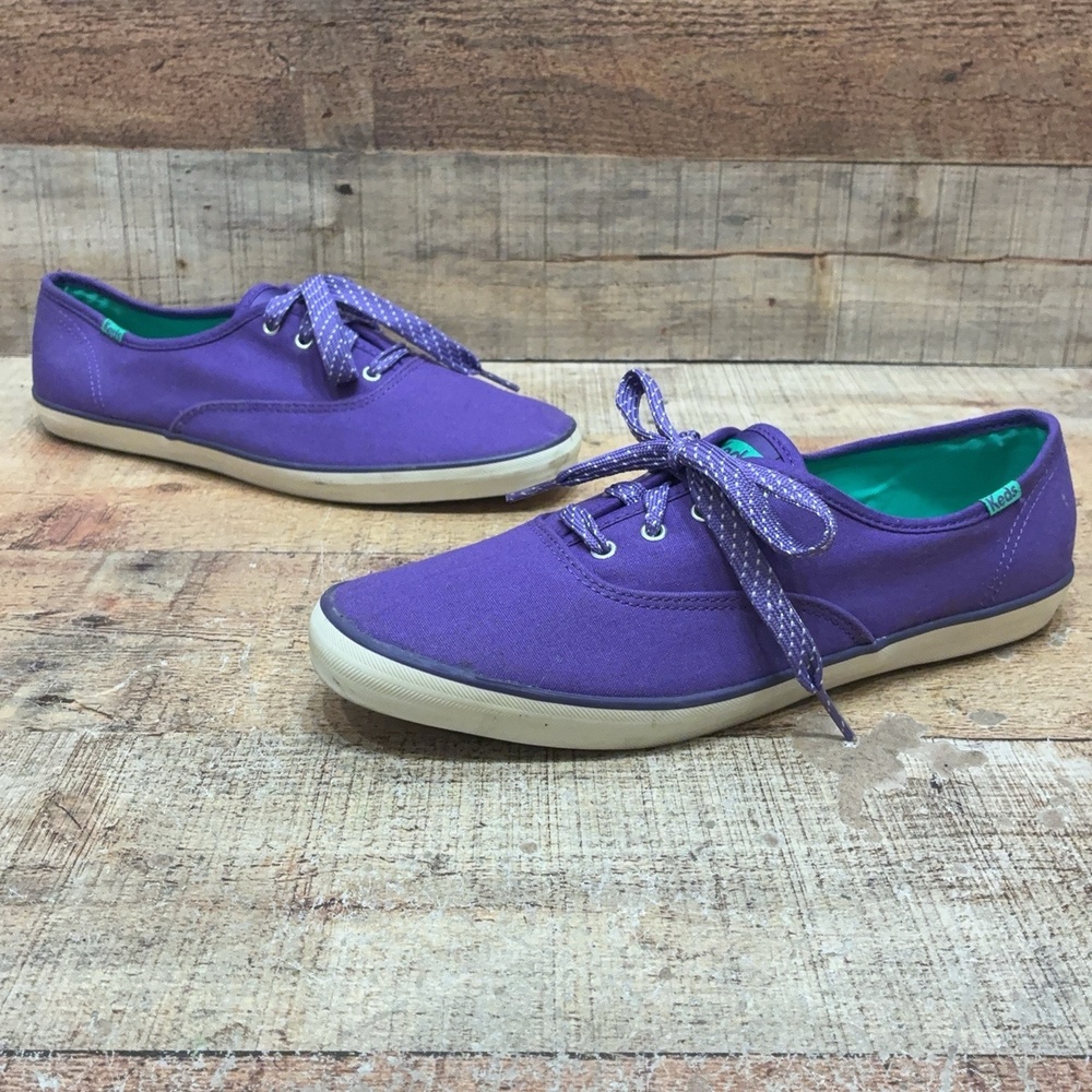 Keds Shoes Womens Size 9.5 40.5 Purple Canvas Low Top Comfort Walking Sneaker